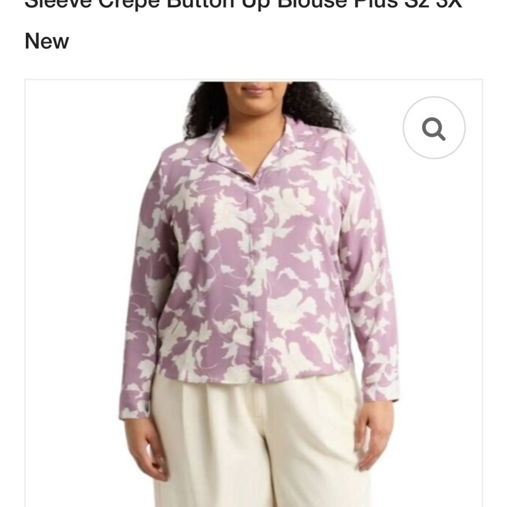 Nordstrom Rack Womens 3XL Blouse Top Purple Terrace Floral Button Up Career NWT.